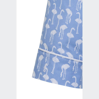 Marigot Lorient Block Print Short Pajama Set - Ice Blue Flamingo