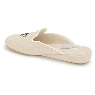 Patricia Green Queen Bee Embroidered Ivory Linen Slipper