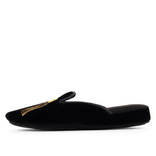 Patricia Green Victoria Embroidered Tassel Slipper- Black