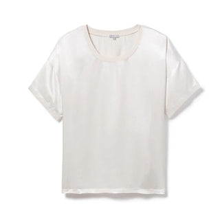 PJ Harlow Kennedy Satin Crew-Neck Tee - Egg Nog