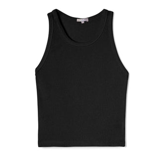 PJ Harlow Kyle Satin Crew-Neck Crop Tank - Black