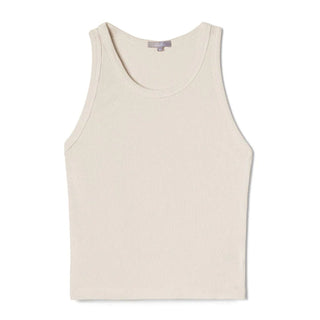 PJ Harlow Kyle Satin Crew-Neck Crop Tank - Egg Nog