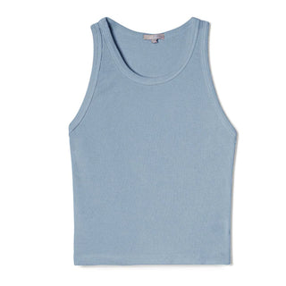 PJ Harlow Kyle Satin Crew-Neck Crop Tank - Morning Blue