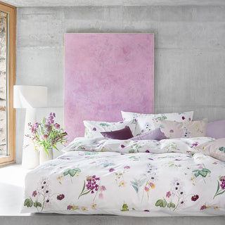 Schlossberg of Switzerland Freya Luxury Bed Linens - Blanc Bed with Beige Sham Showing