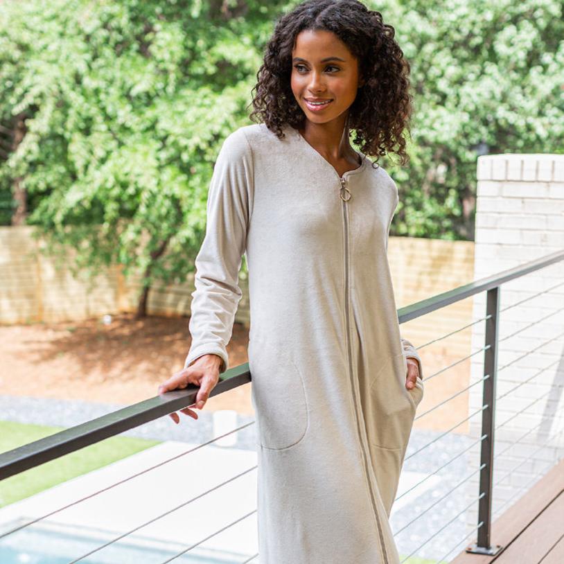 A Sheared Robe Softies Serenity Shear Mink Zip Robe | Opulence of Southern Pines