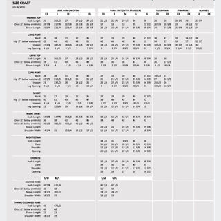 The Cat's Pajamas Size Chart