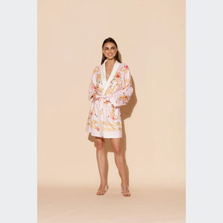 Wrap Up Buttefly Pink Short Robe